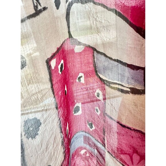 Unbranded Pink Purple Modernist Abstract Silk Chiffon 34" x 31" Square Scarf - Picture 8 of 11